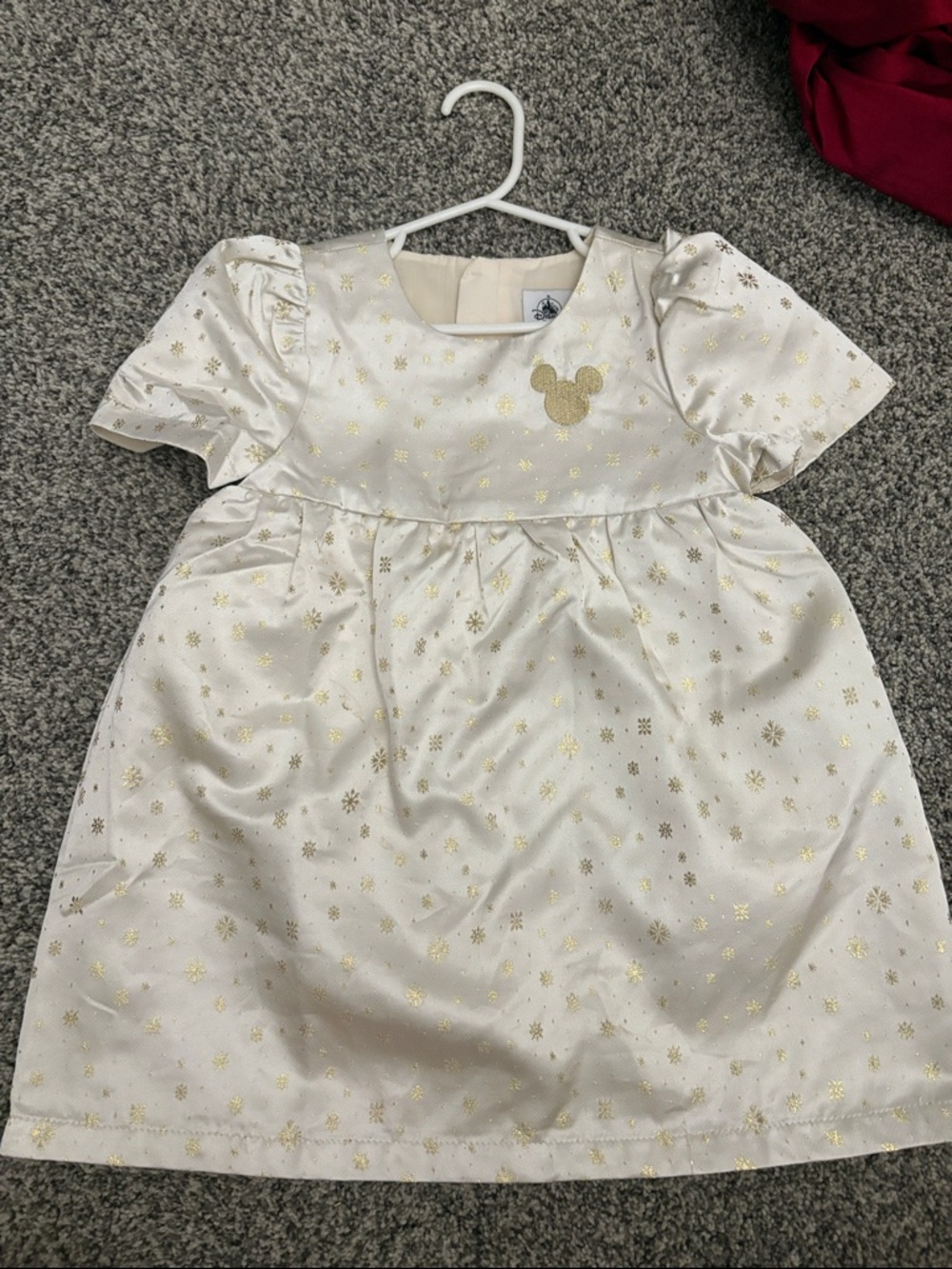 Disney winter Cream Dress with Gold Snowflake and Mickey Accent size 4